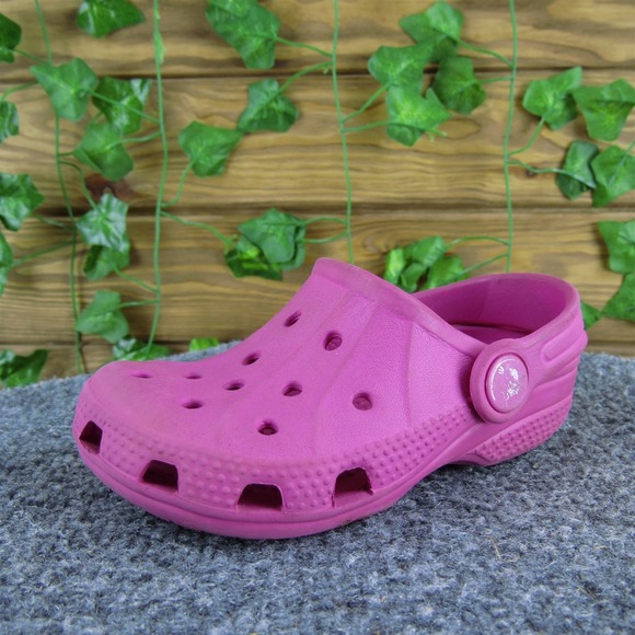 Crocs Girls Clog‎  Sz T 6-7 Medium Pink Synthetic Slip On - Picture 1 of 6